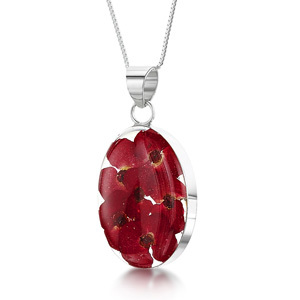 Silver Pendant - Poppy - Medium Oval