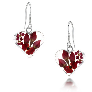 Silver Drop Earrings - Bohemia - Medium Heart