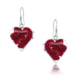 Silver Drop Earrings - Poppy - Heart