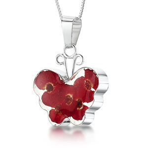 Silver Pendant - Poppy - Medium Butterfly