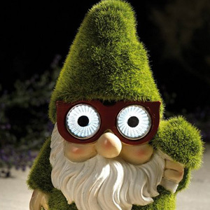 Flocked Solar Garden Gnome