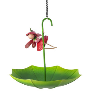 Poppy Umbrella Bird Food Bowl Garden Ornament Bird Feeder