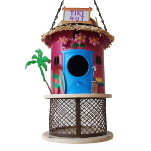 Funky Metal Bird Feeder Tiki Hut